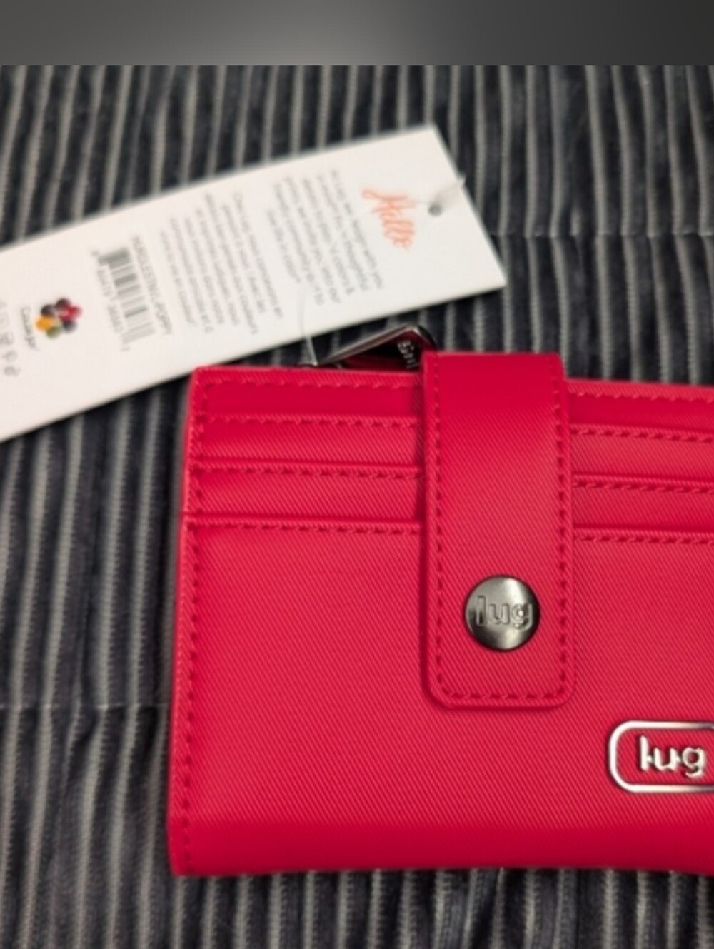 Lug Hurdle Satin Luxe VL (Vegan Leather) Wallet - Poppy Red NWT